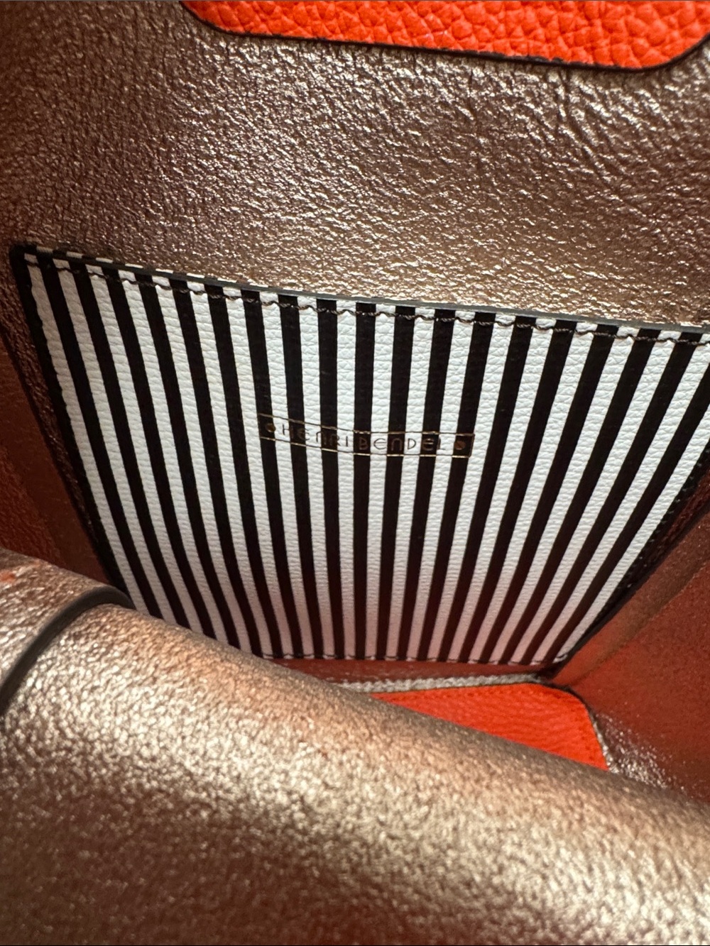 Henri Bendel Orange Leather Crossbody Tote Bag with Removable Strap - Picture 6 of 8
